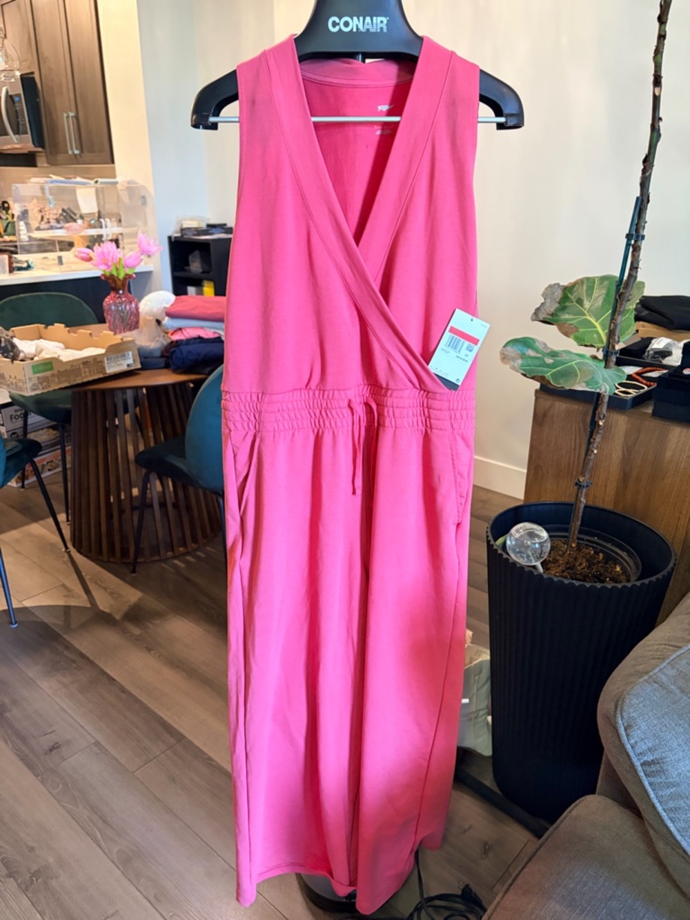 Bright Pink Sleeveless Wrap Maxi Jumper